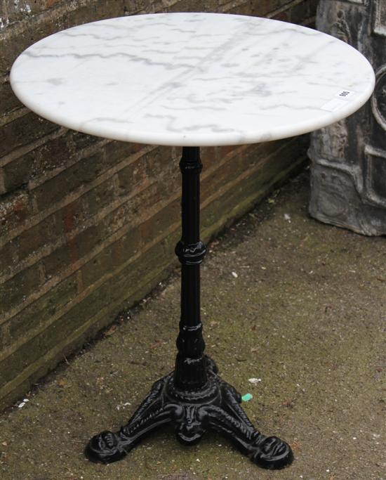 Cast iron circular marble top pub table